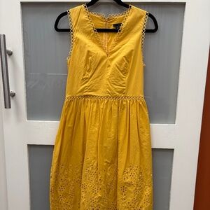 0 Yellow Ann Taylor Eyelet Lace Spring Scalloped Hem Dress